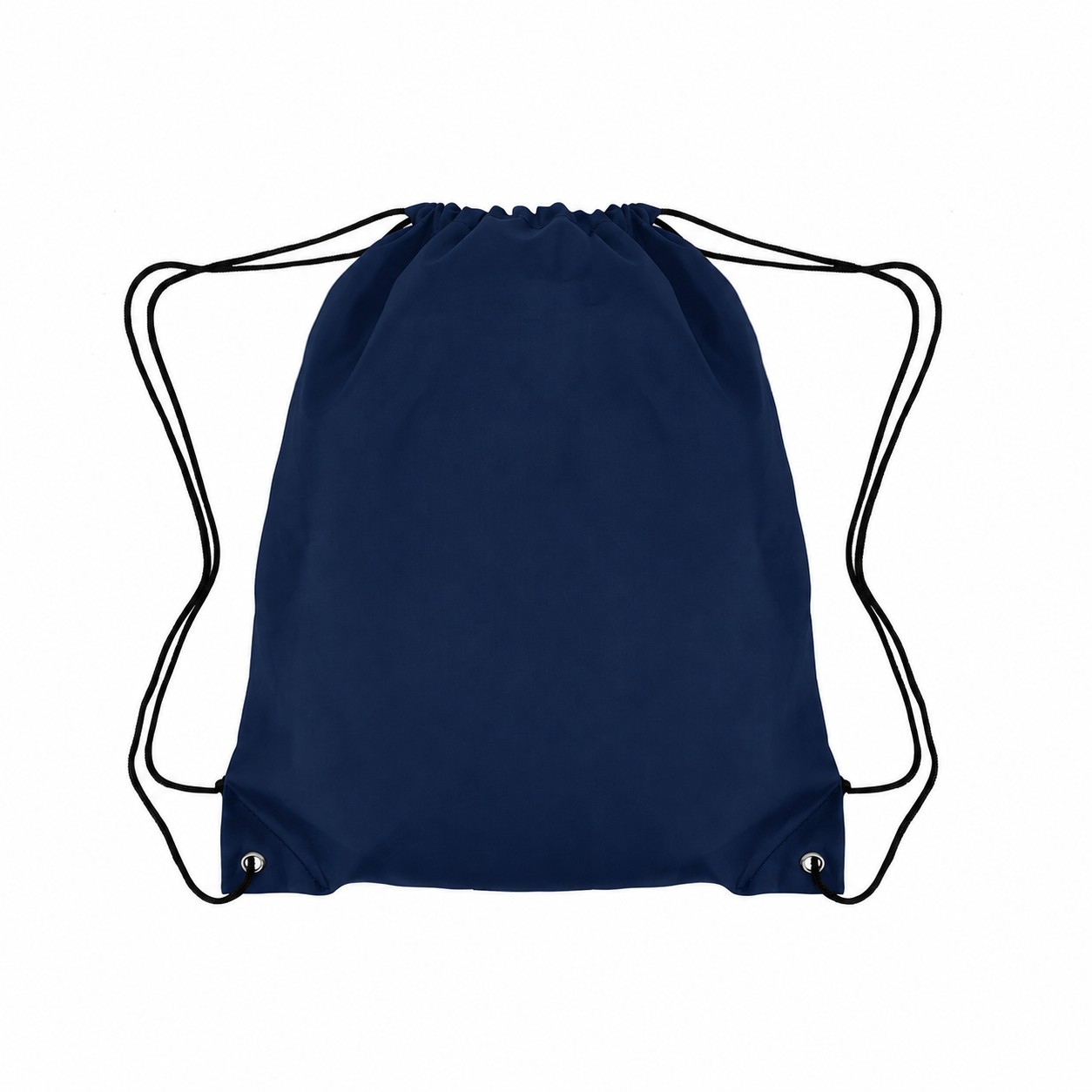 210D Polyester Grommet Detail Drawstring Bag — Navy Blue