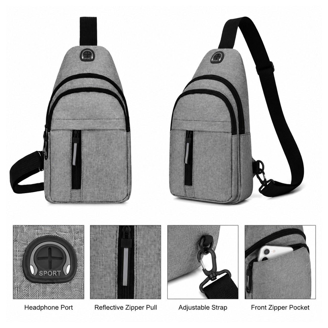Backpack Zippered Storage Crossbody Sling Bag