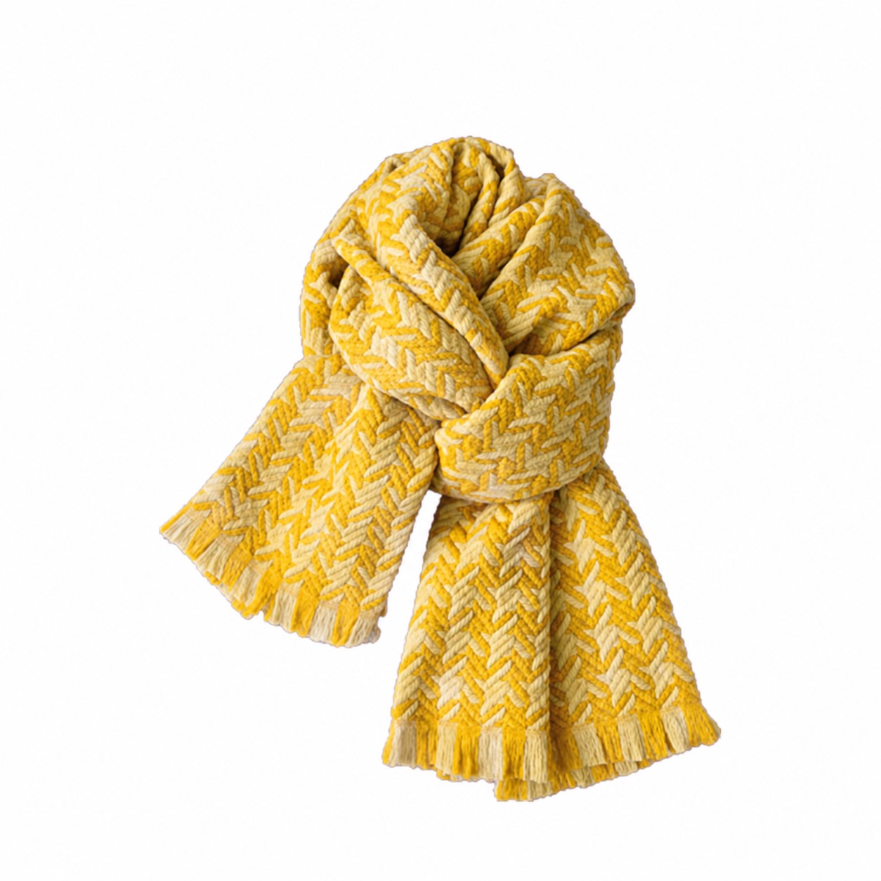 Braided Polyester Knitted Scarf — Yellow