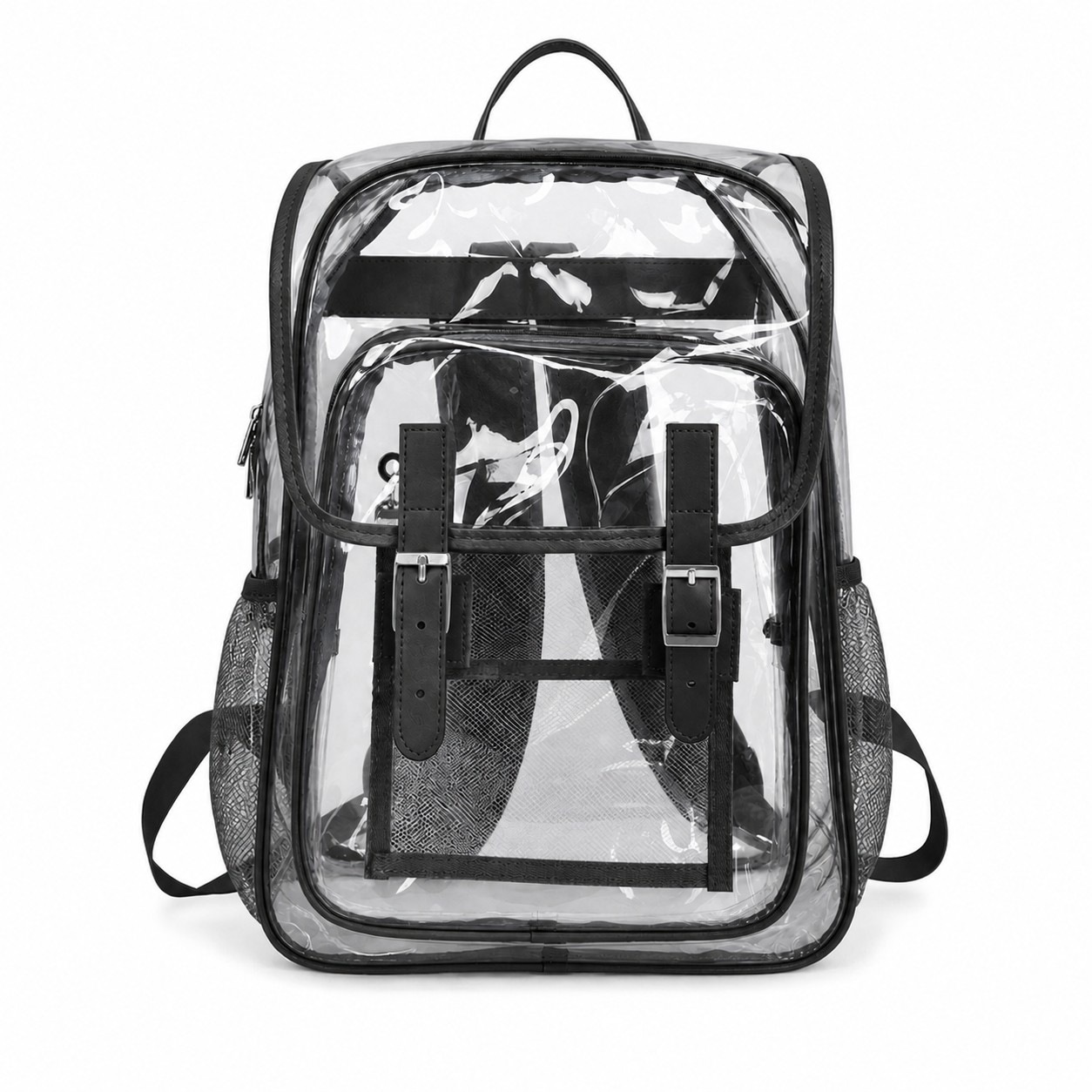 Clear PVC Security Backpack With Leather Trim — view 3