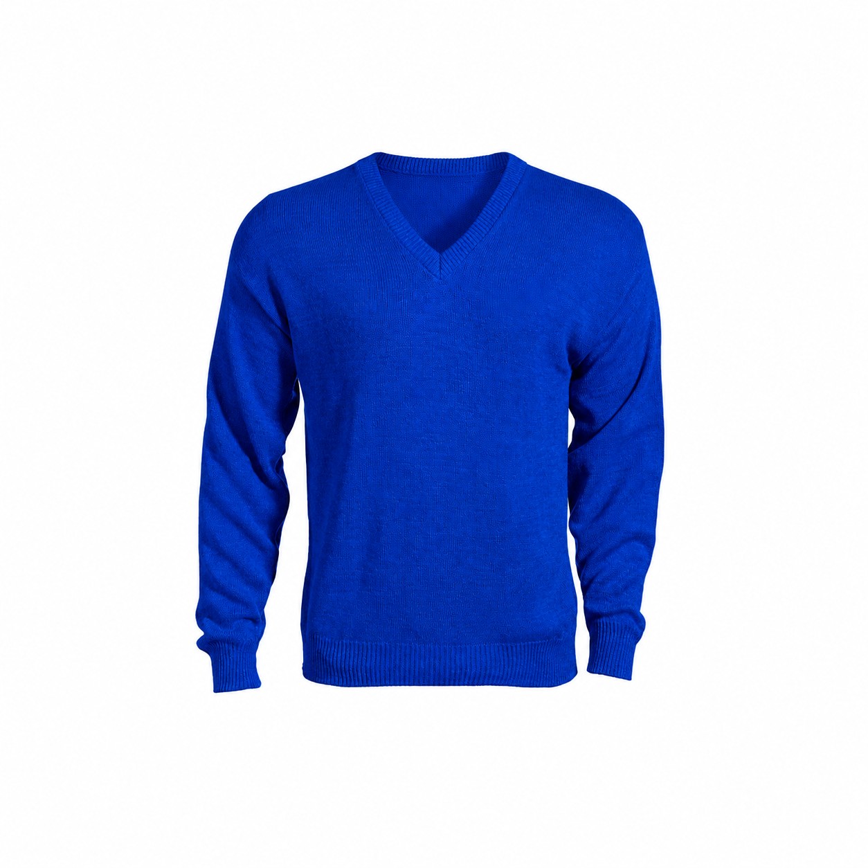 Women's Long Sleeve V-Neck Cotton Blend Shirt — Blue