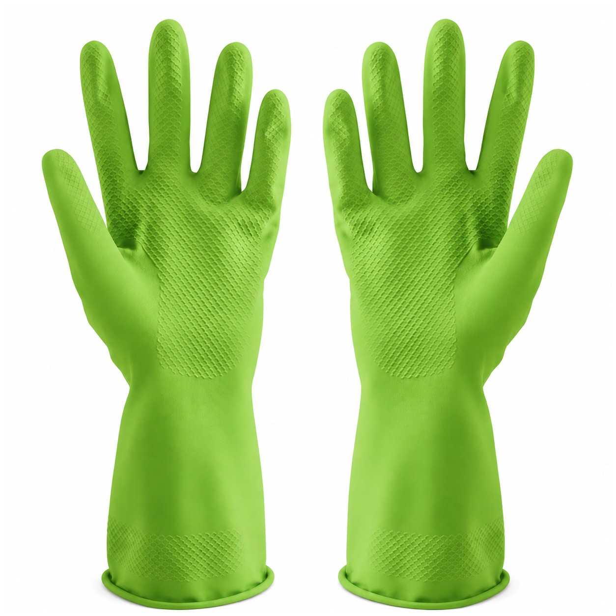 Long Cuff Rubber Cleaning Gloves — Green