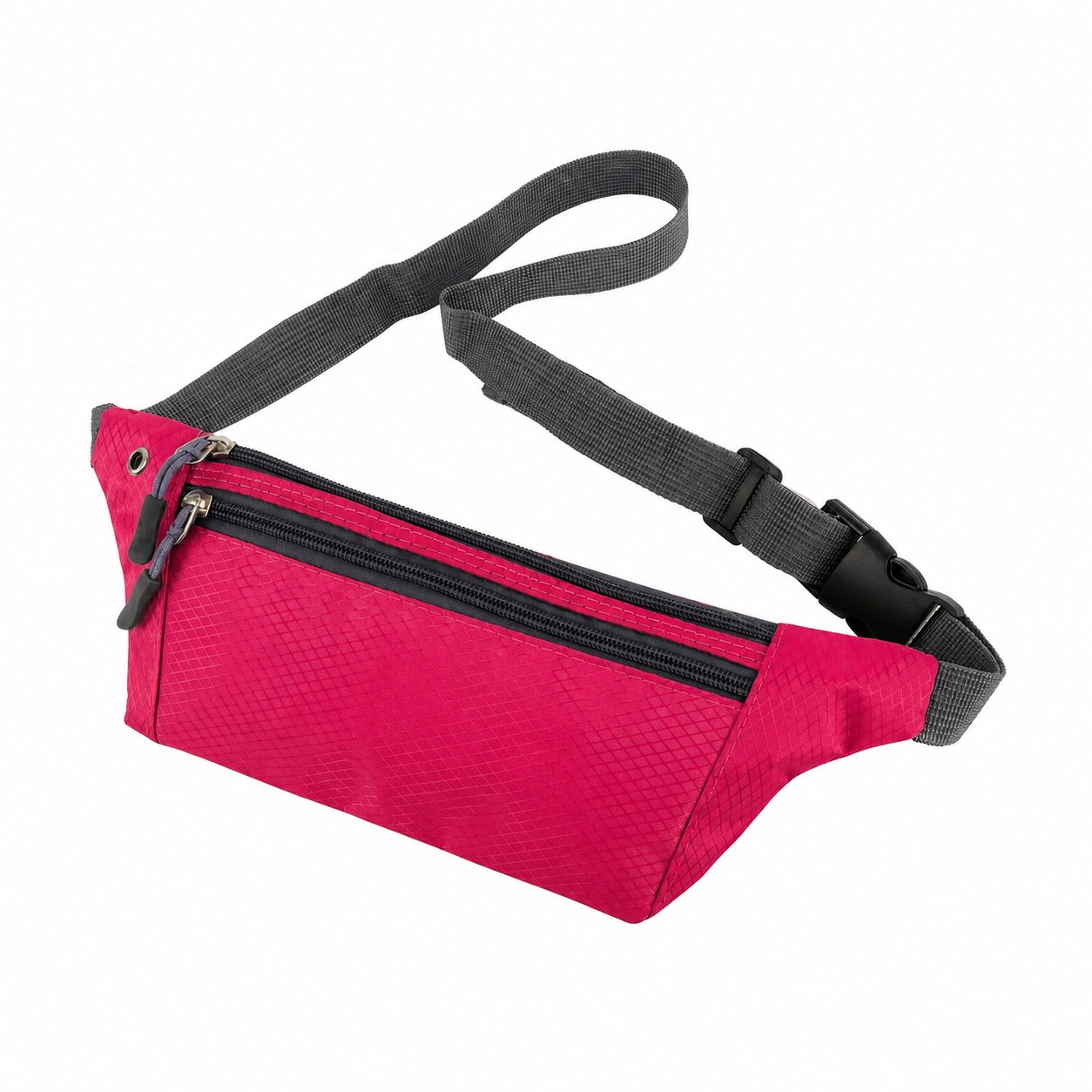 420D Polyester Zippered Fanny Pack — Rose Red