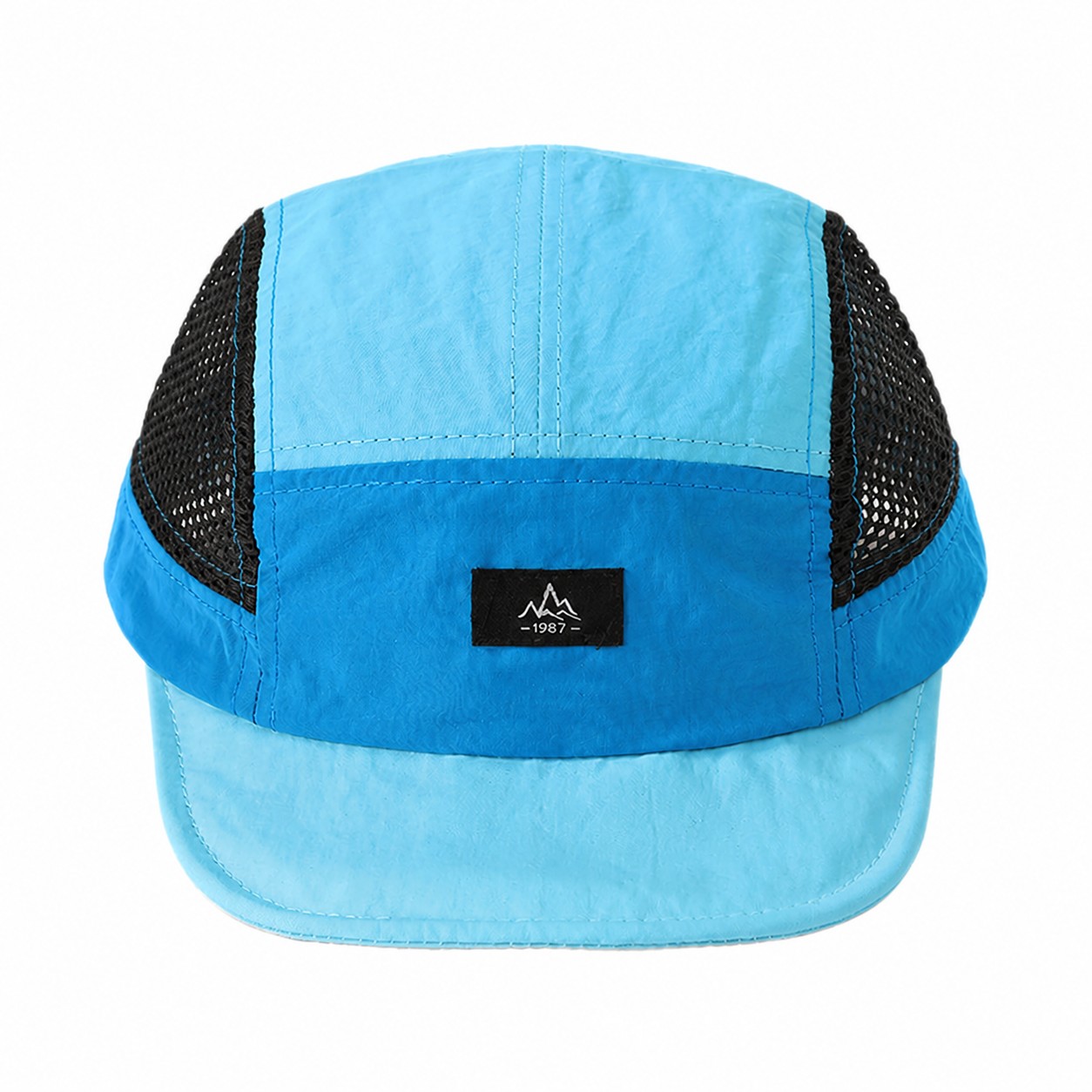 Polyester Mesh Panel Baseball Cap — Cyan Blue