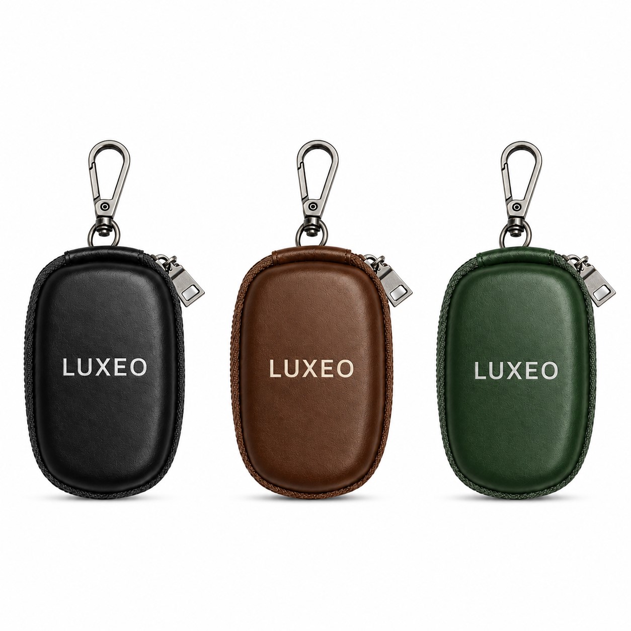 Zippered Genuine Leather Car Key Case