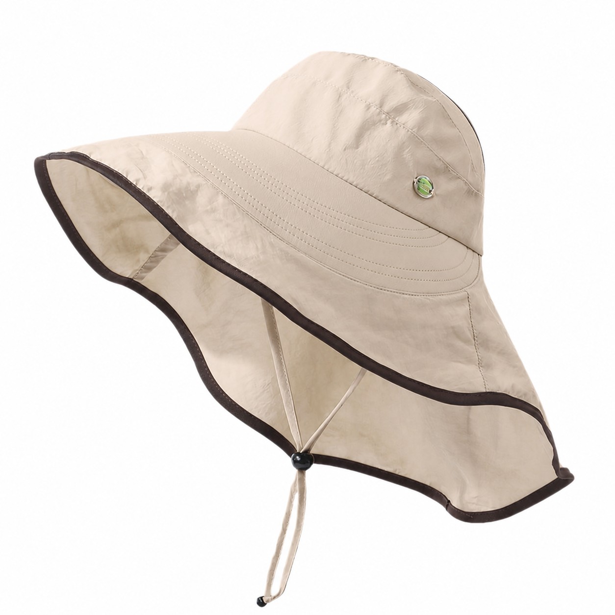 Polyester Ponytail Fisherman Sun Hat — Beige