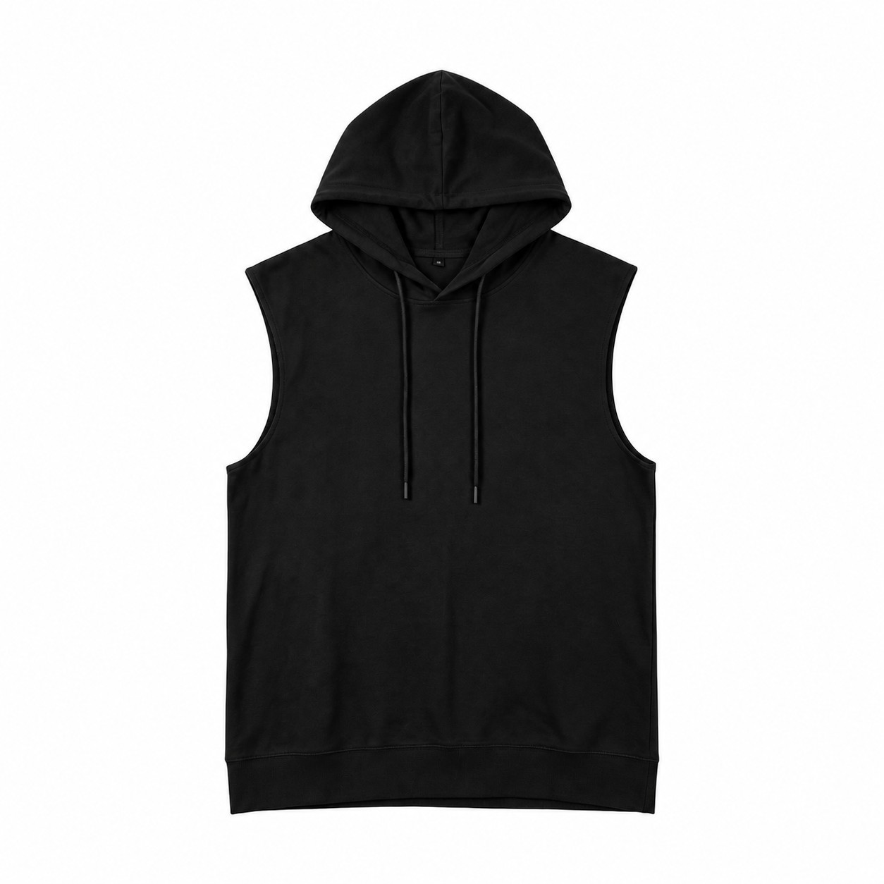 Sleeveless Cotton Gym Hoodie — Black