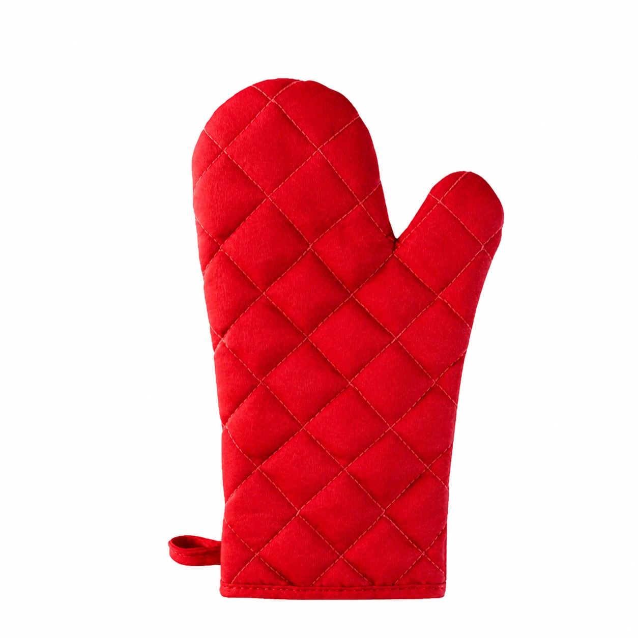 Quilted Cotton Oven Mitt — Red