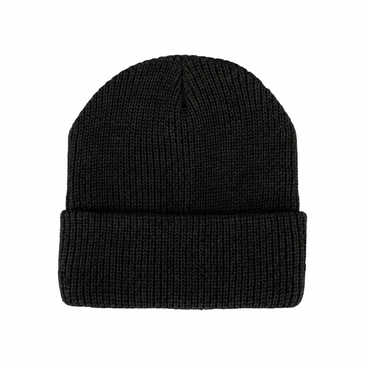 Acrylic Cuffed Patch Beanie — Black