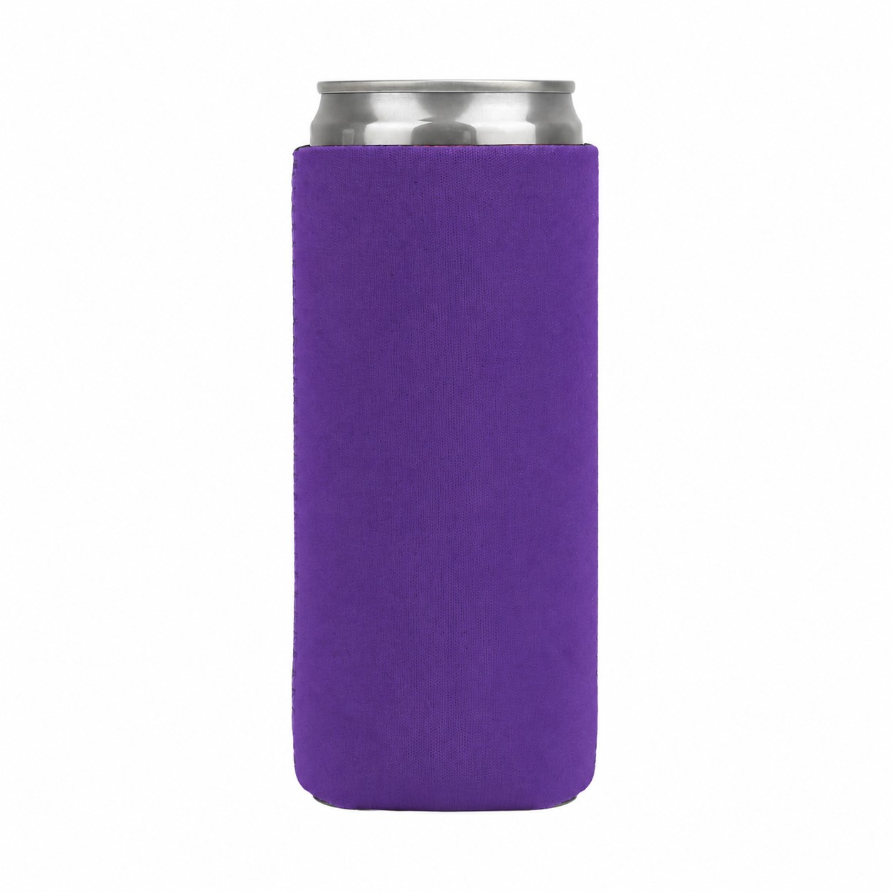 White Neoprene Slim Can Cooler — Purple