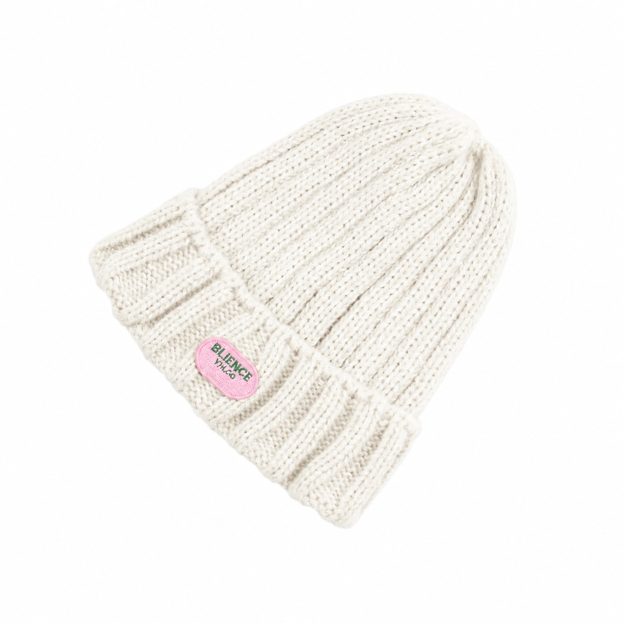 Yarn Cable Knit Cuffed Beanie — Off White