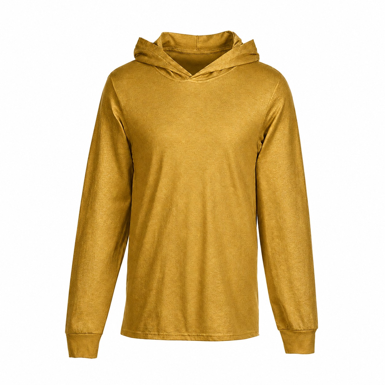 Cotton Jersey Hooded Long Sleeve Shirt — Gold