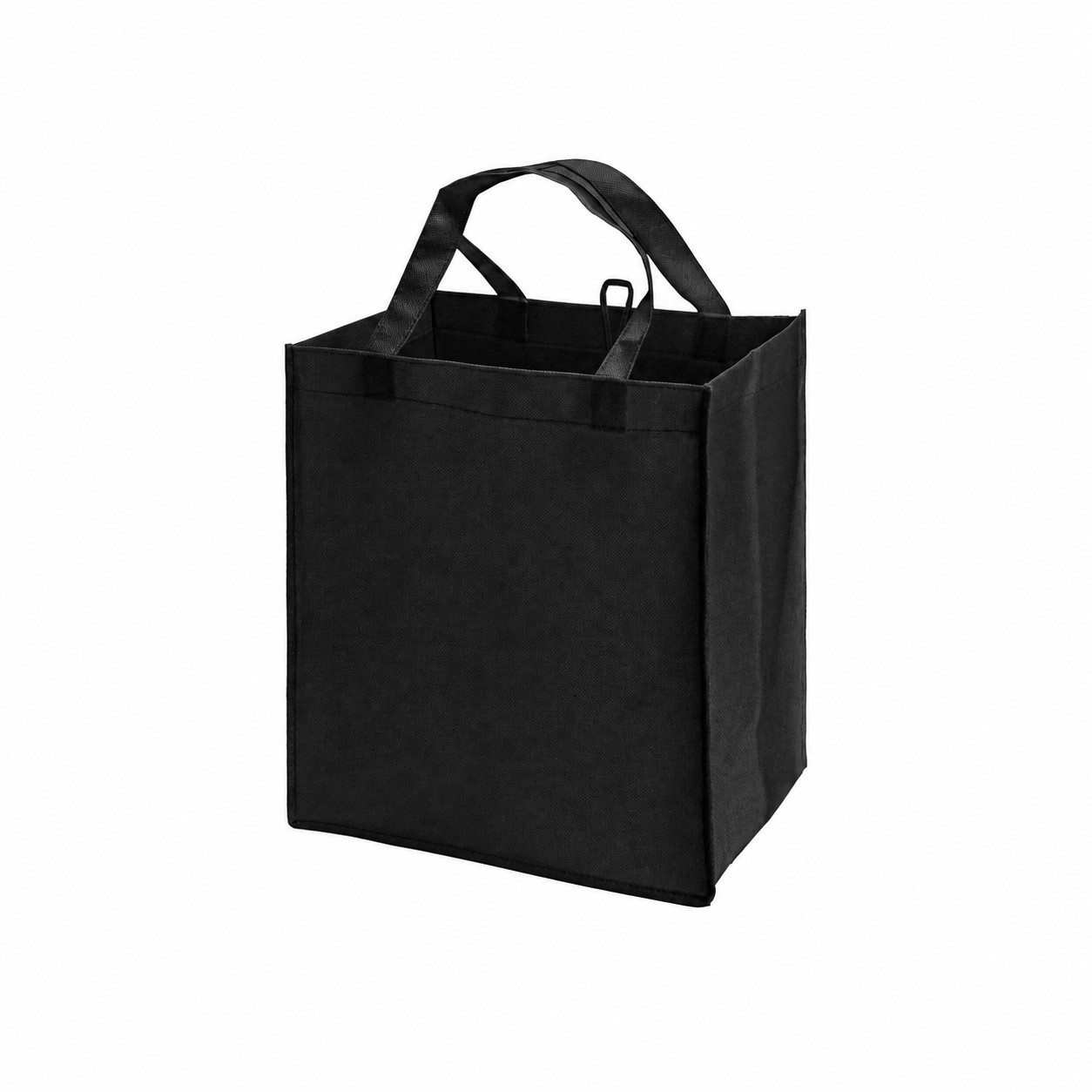 80GSM Non-Woven 16" Reinforced Handles Tote Bag — Black