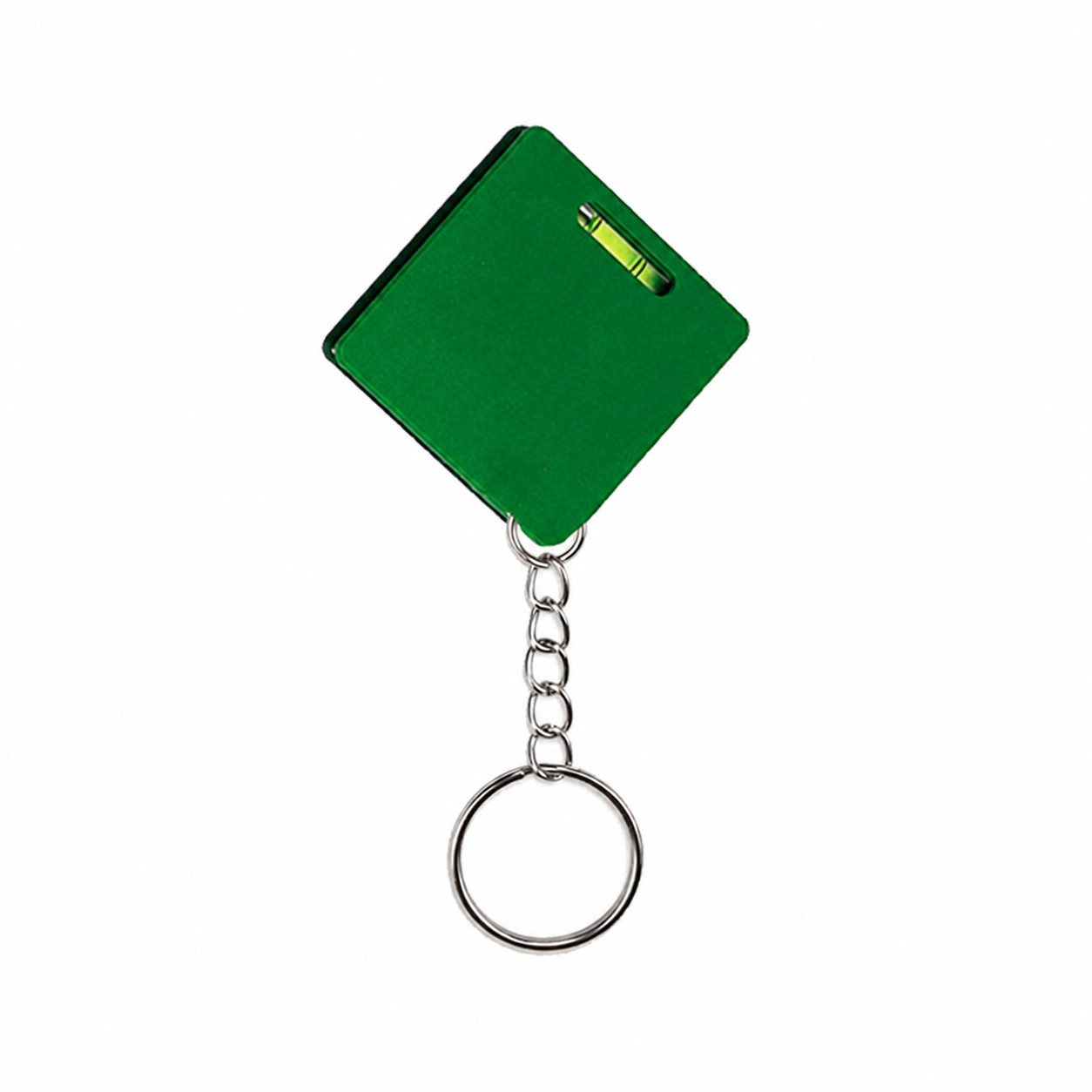 Square Tape Measure Level Keychain — Green
