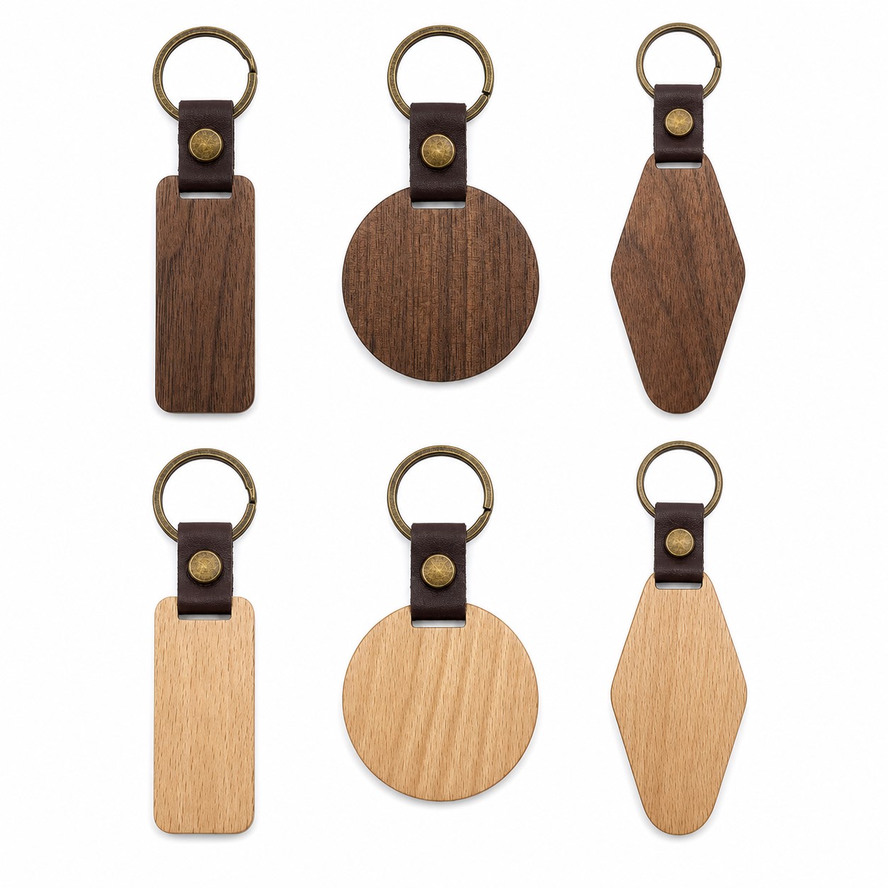Wood Keychain Blank With PU Strap — view 2