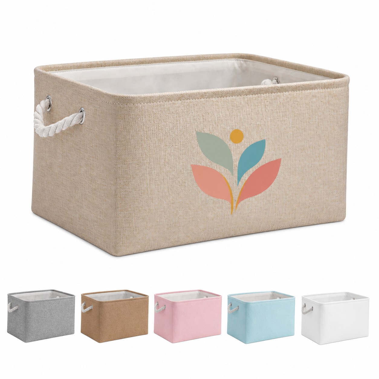16.5-Inch Collapsible Fabric Basket With Rope Handles