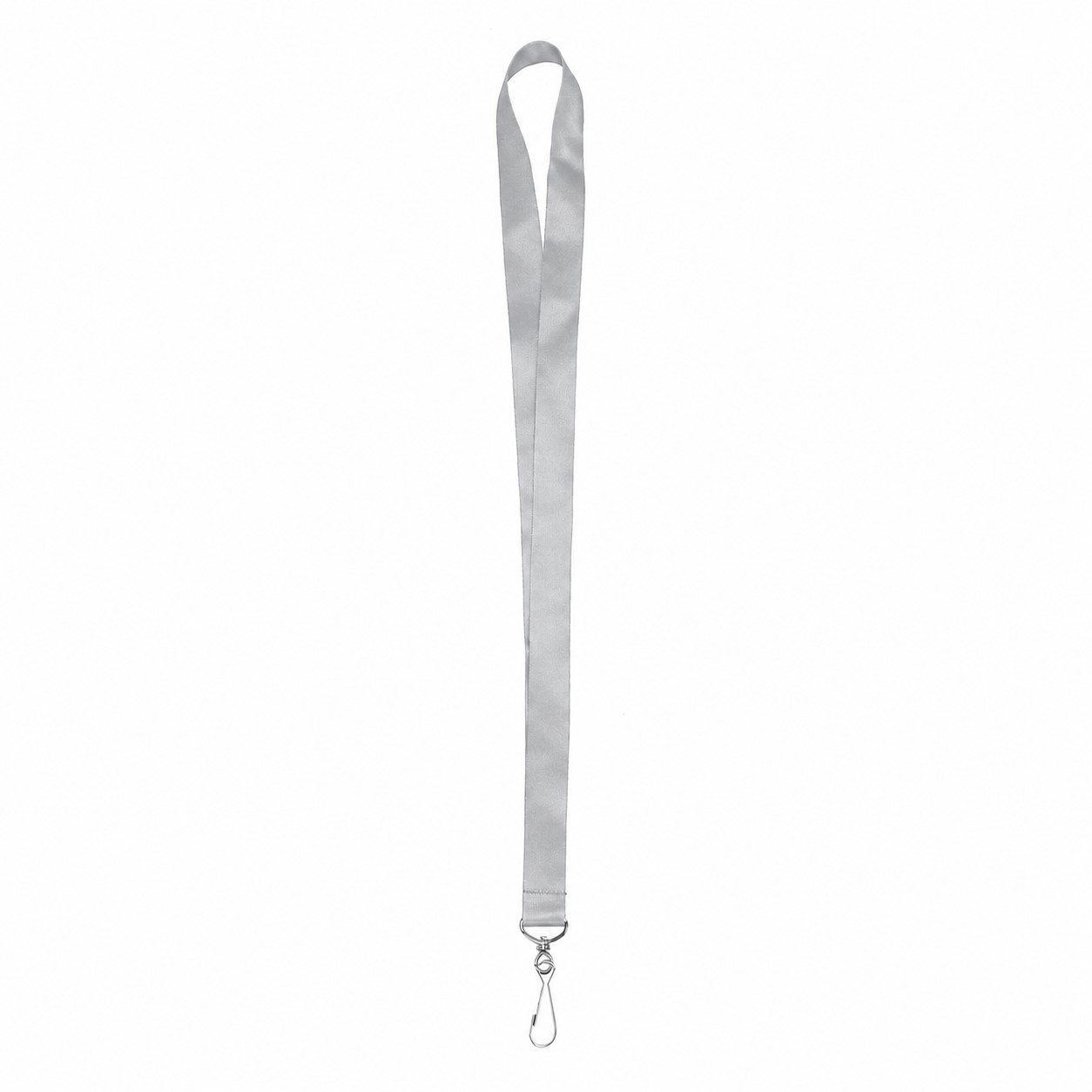 Satin Polyester J-Hook Lanyard — Silver