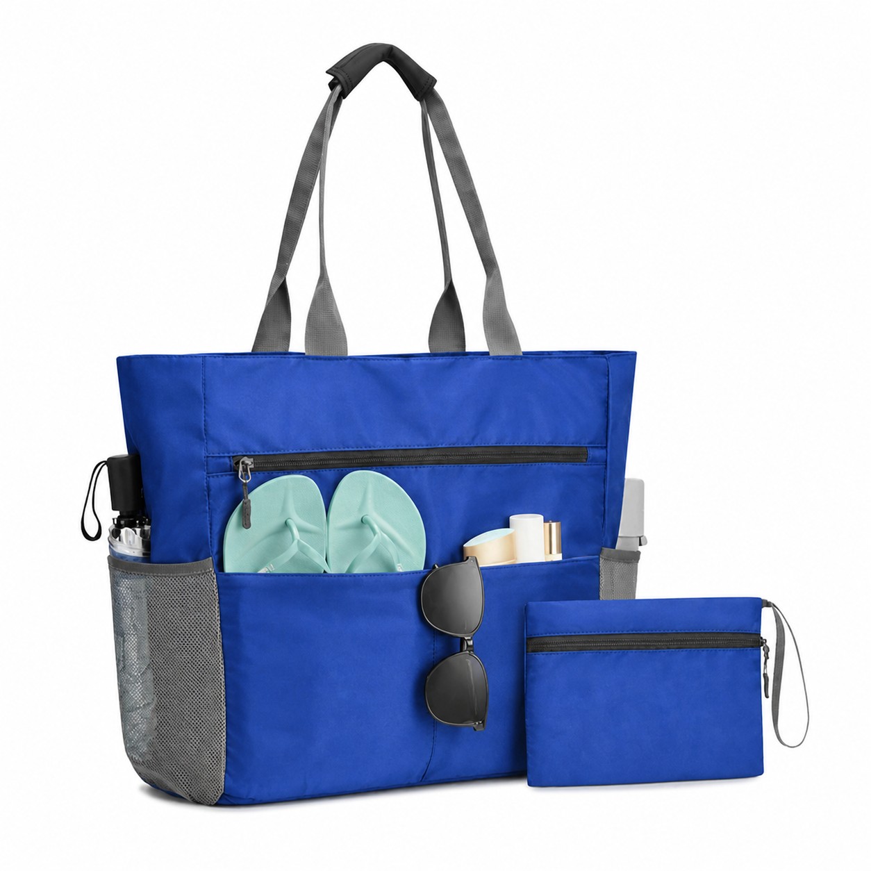 Waterproof Polyester Beach Tote Bag — Blue
