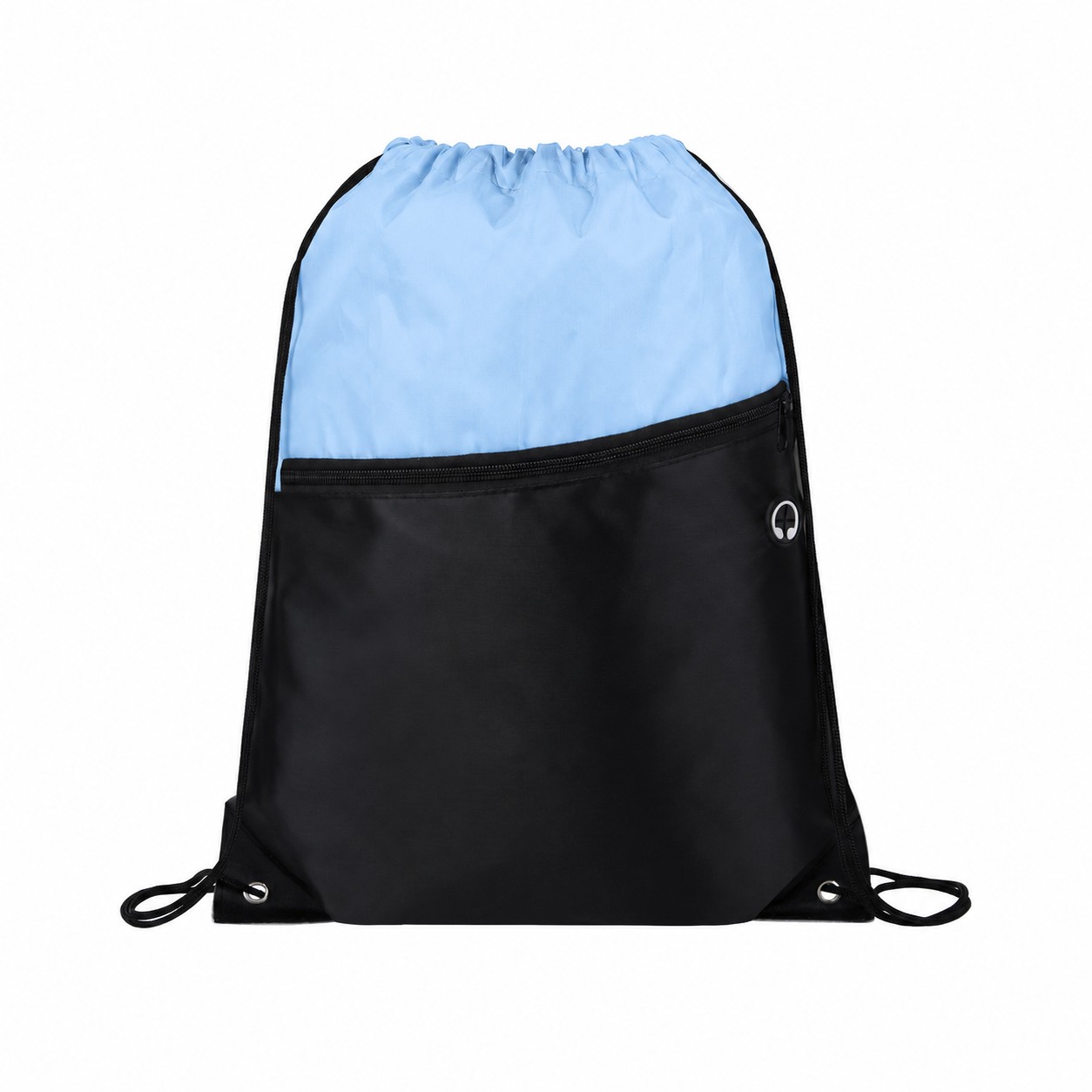 210D Polyester Metal Grommets Drawstring Bag — Baby Blue