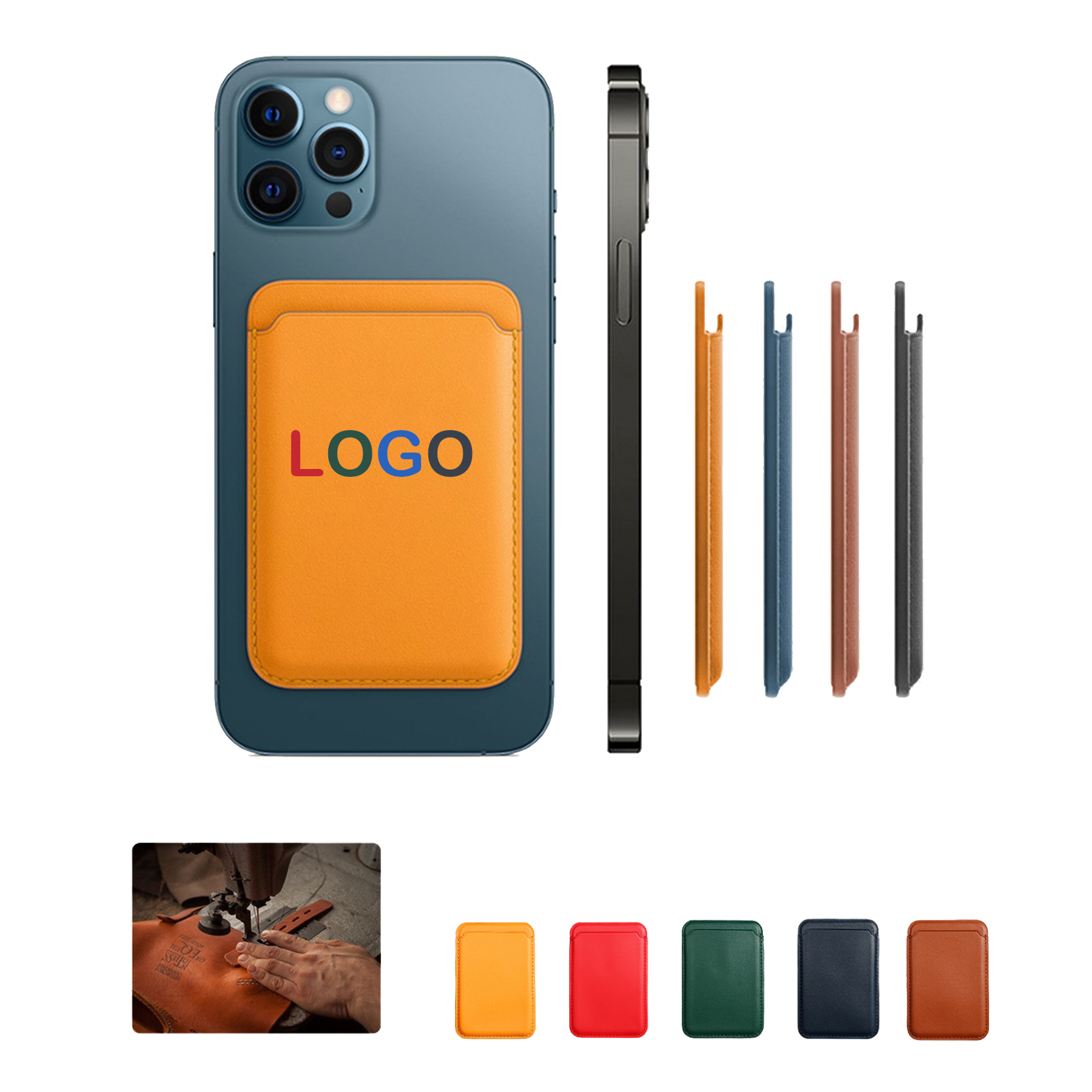 Magnetic Leather Phone Card Holder