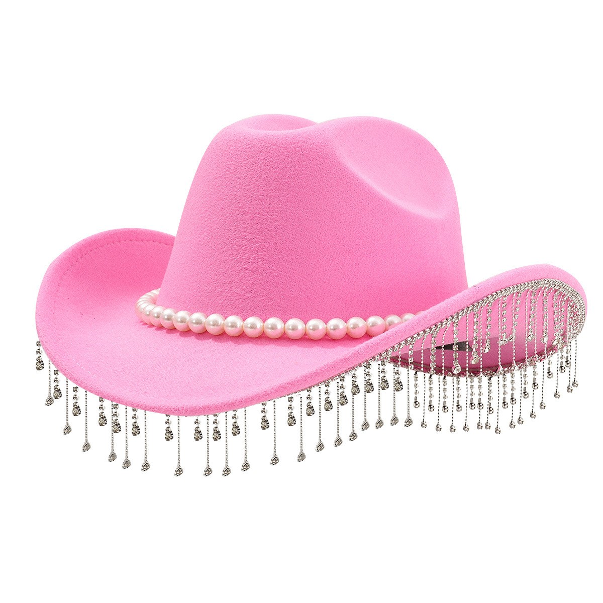Pearl Fringe Polyester Fedora Hat — view 2