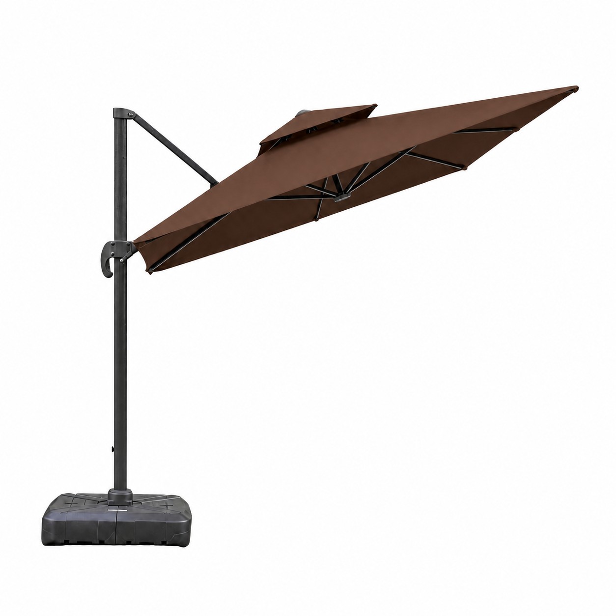 Square Cantilever Patio Umbrella — Brown