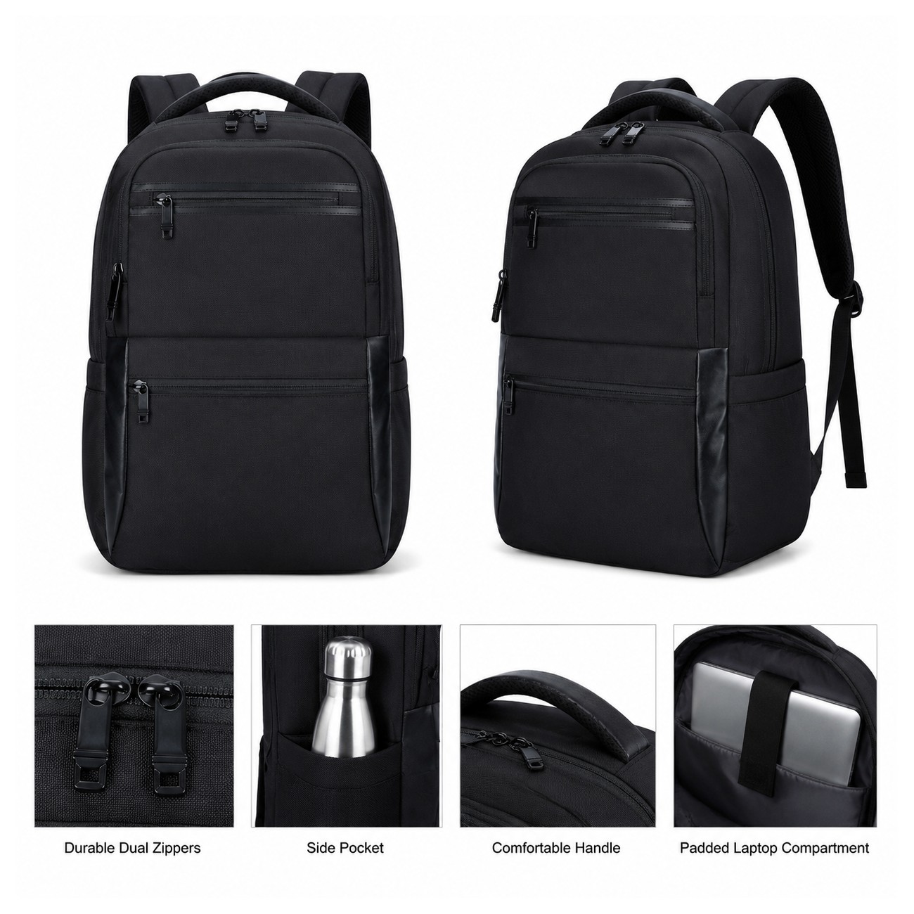 900D Polyester Black Backpack