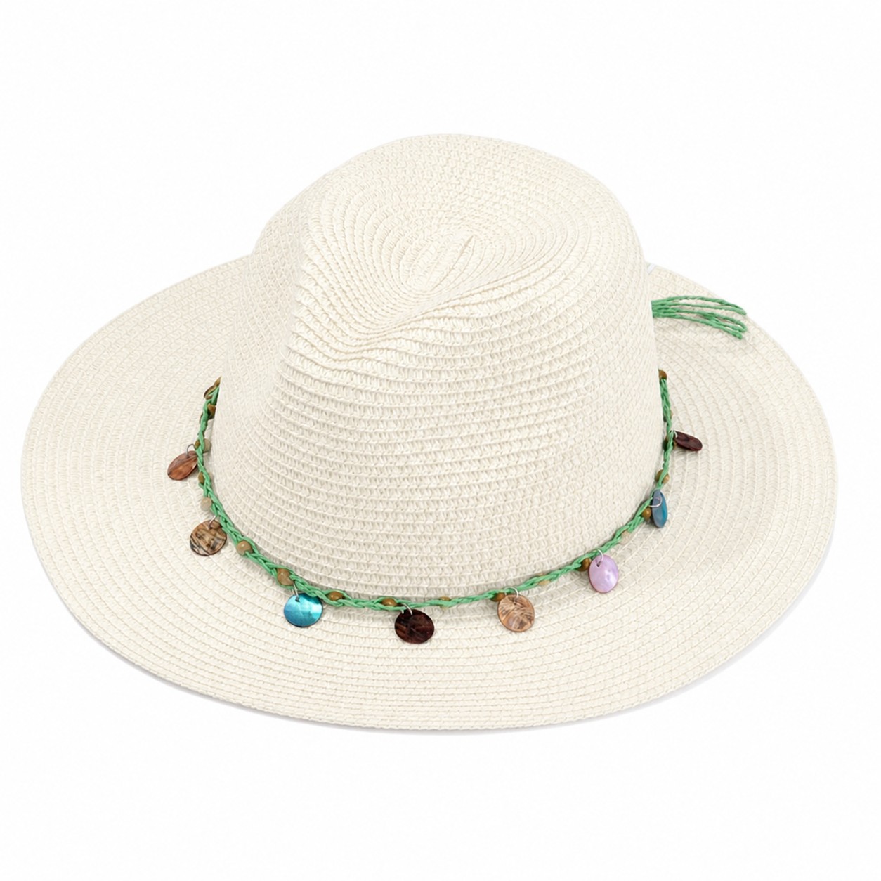 Stone Band Straw Sun Hat — Creamy White