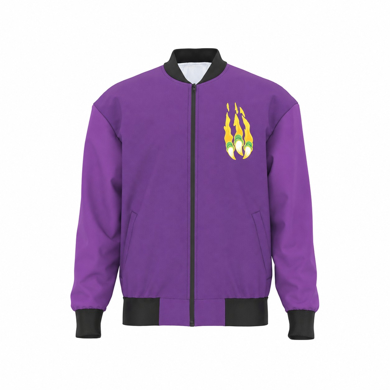 Polyester Smooth Surface Bomber Jacket — Purple