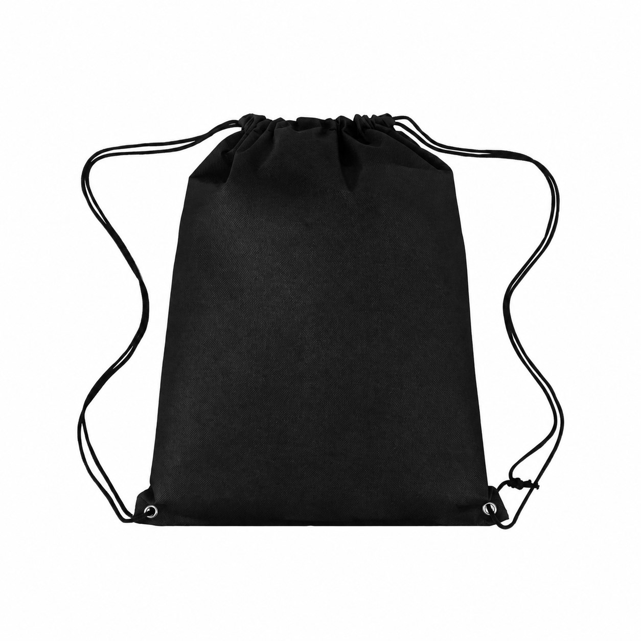 Non-Woven Drawstring Backpack With Metal Grommets — Black
