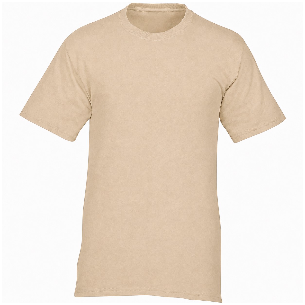 Cotton Short Sleeve Crewneck Shirt — Tan Beige