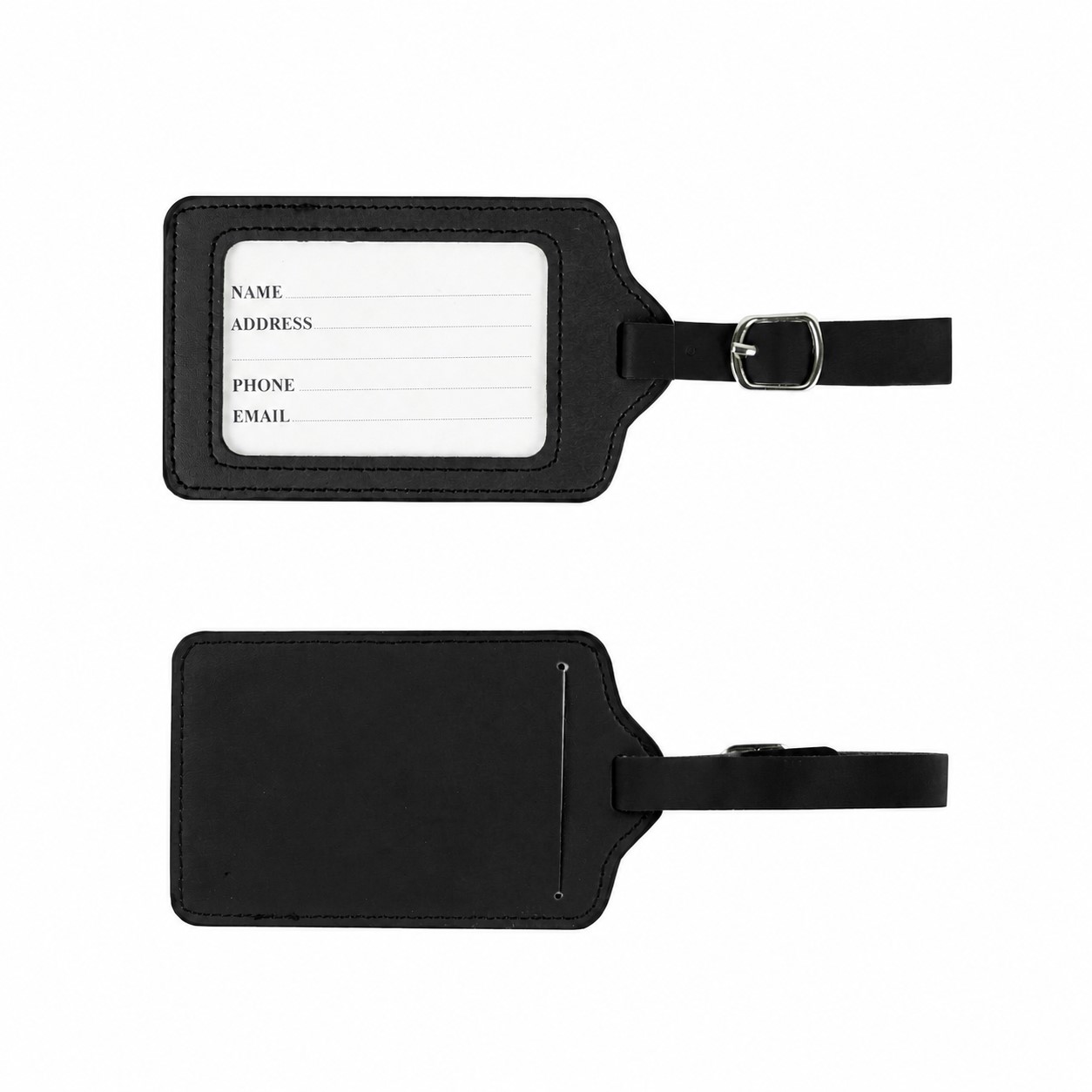 PU Leather Window Luggage Tag — Black