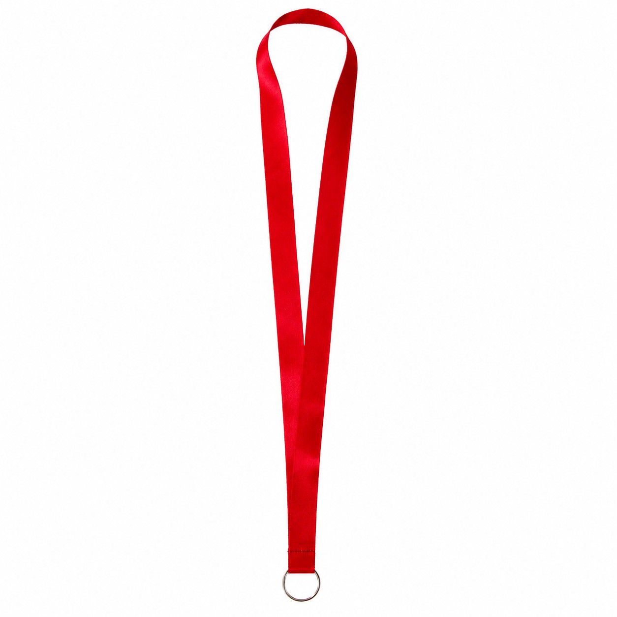 Satin Polyester Split Ring Lanyard — Red