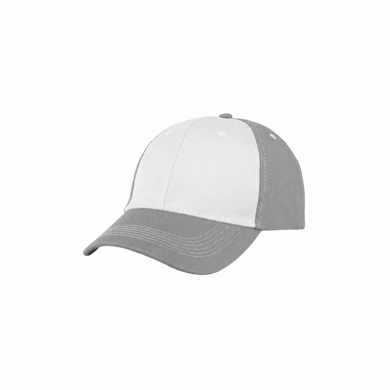 Pre-Curved Cotton Visor Structured Cap — White/Gray