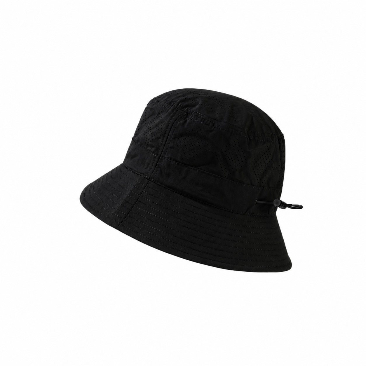 Perforated Polyester Outdoor Bucket Hat — Black