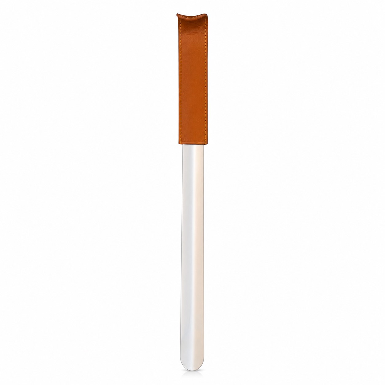 Long Reach Metal Shoe Horn With Leather Handle — view 2