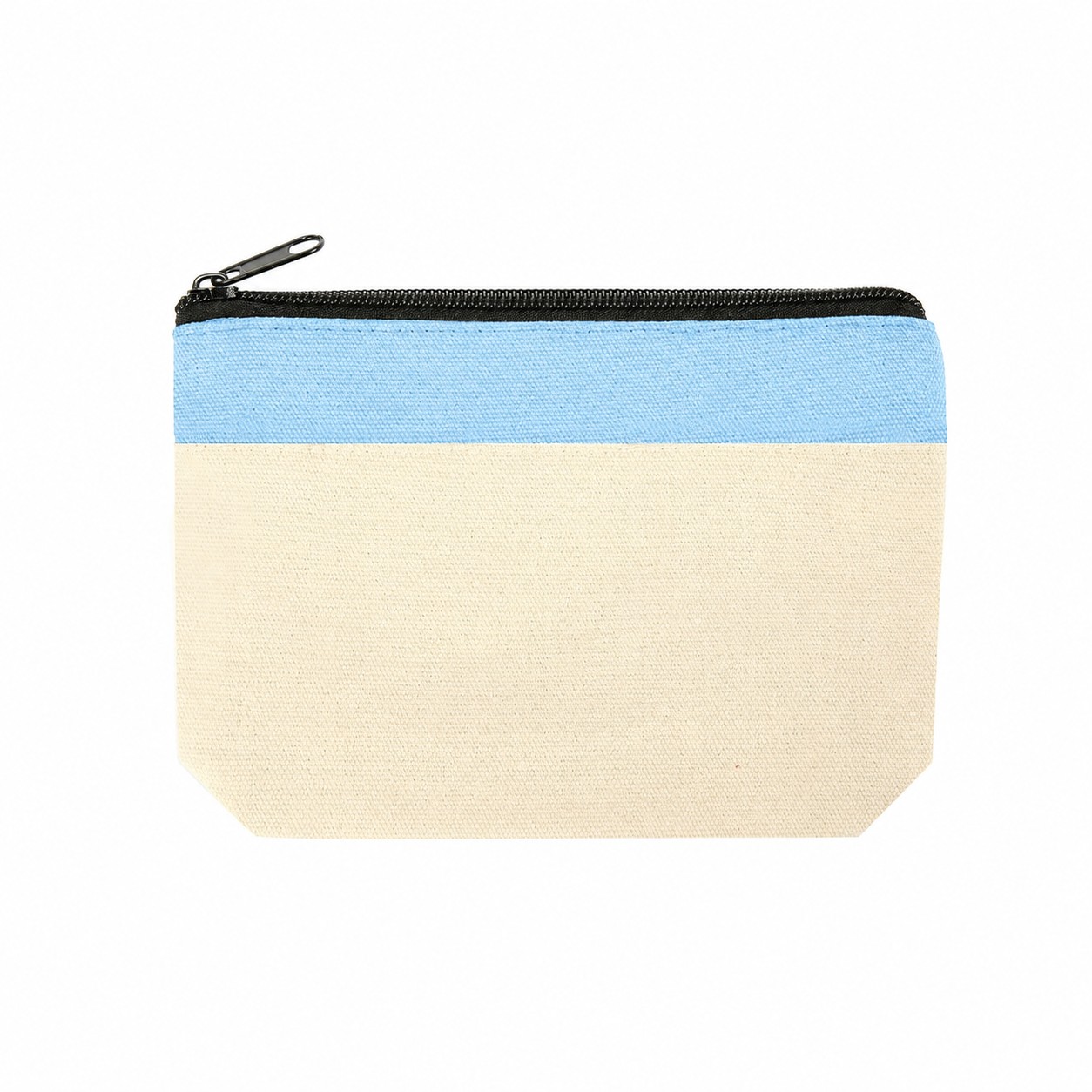Cotton Canvas Zipper Pouch — Light Blue