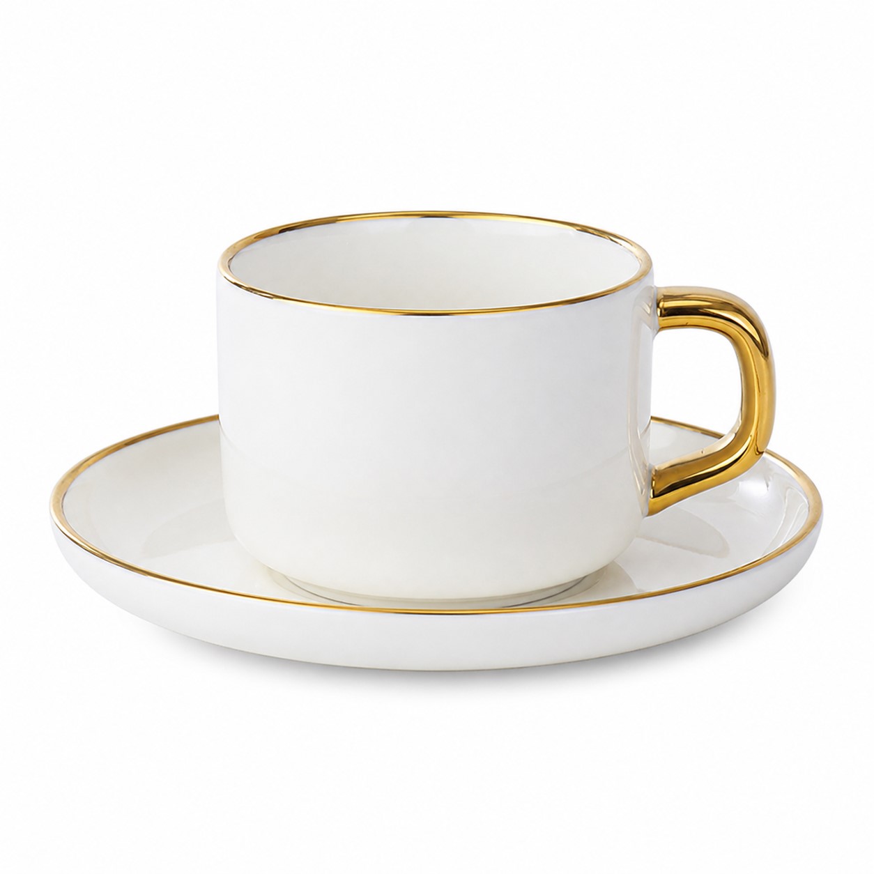 Gold Rim 8 Oz Ceramic Cup And Saucer — view 2