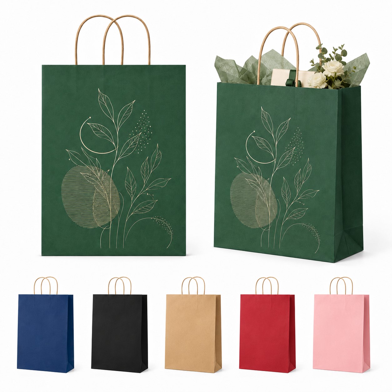 Recyclable Kraft Paper Shopping Bag With Twist Handles