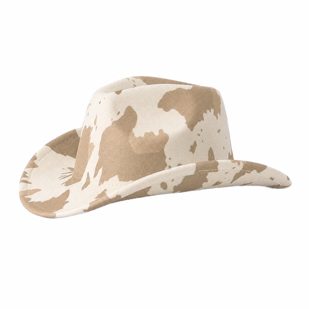 Polyester Cow Pattern Cowboy Hat — Beige