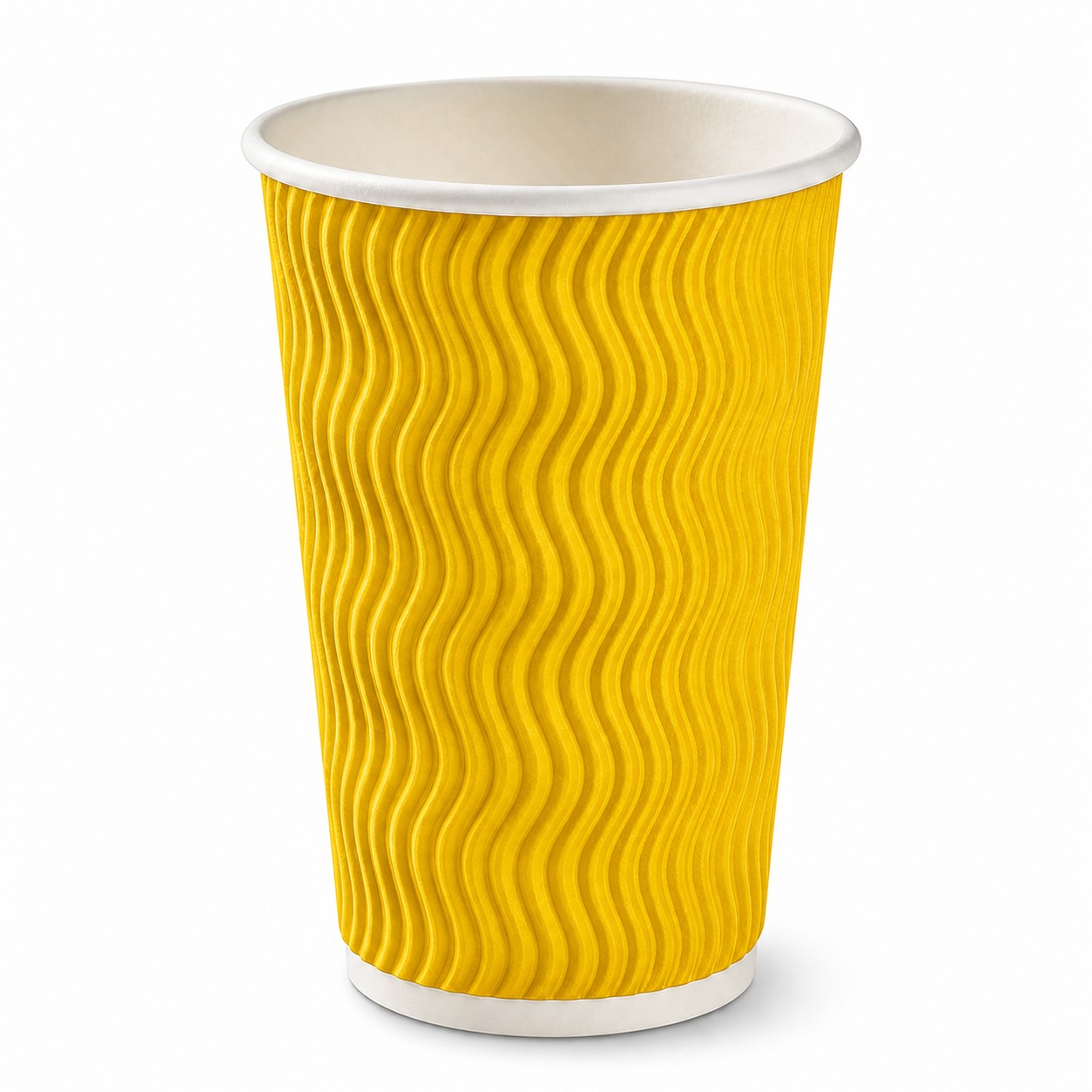 Insulated Ripple Paper Drink Cup — Yellow