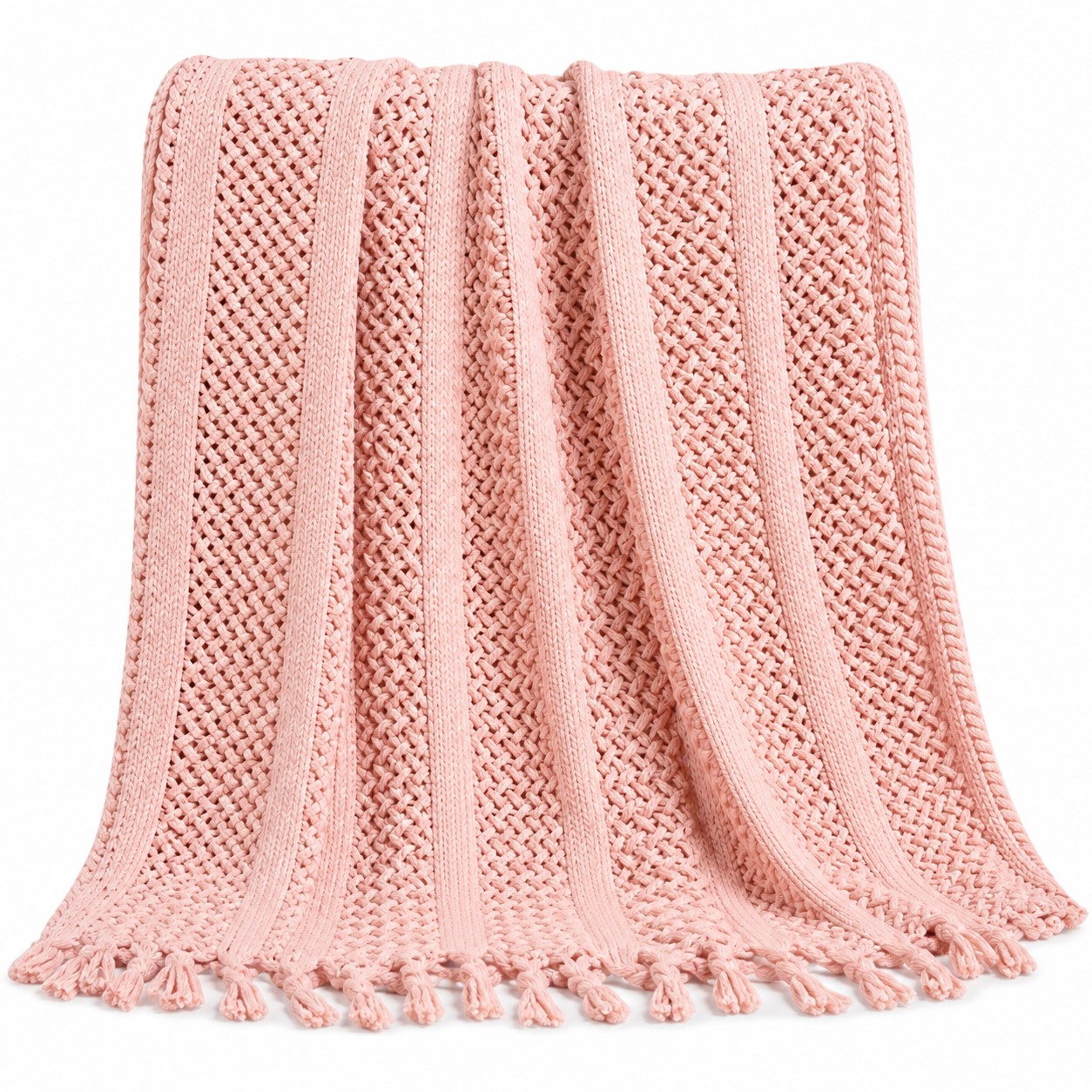 Open Weave Acrylic Cable Knit Throw — view 2