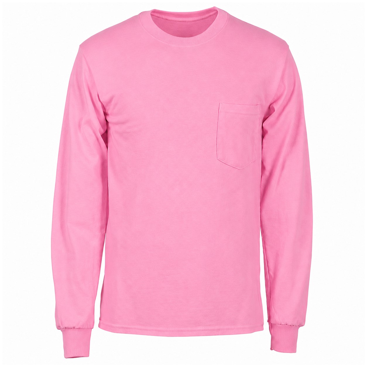 Cotton Pocket Long Sleeve Tee — Pink