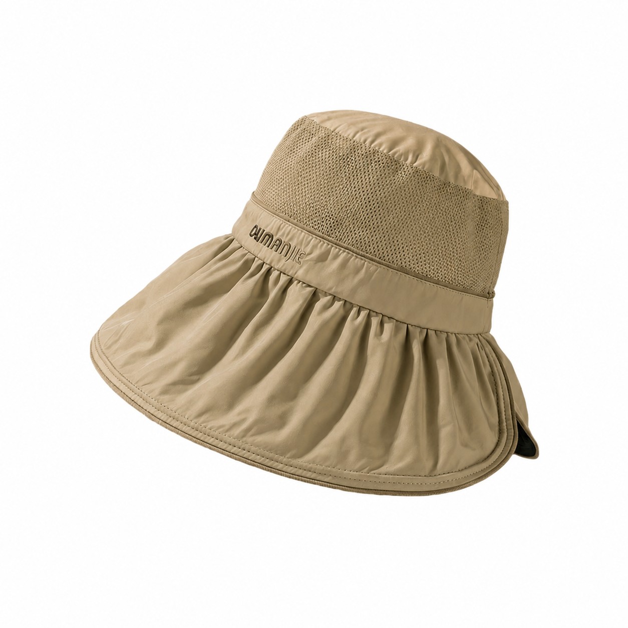 Mesh Band Polyester Fisherman Hat — Khaki Beige