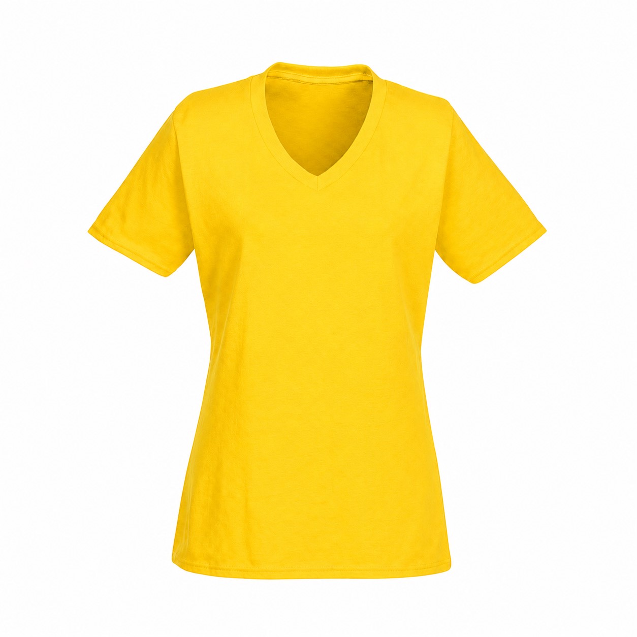 Ladies' Cotton V-Neck T-Shirt — Yellow