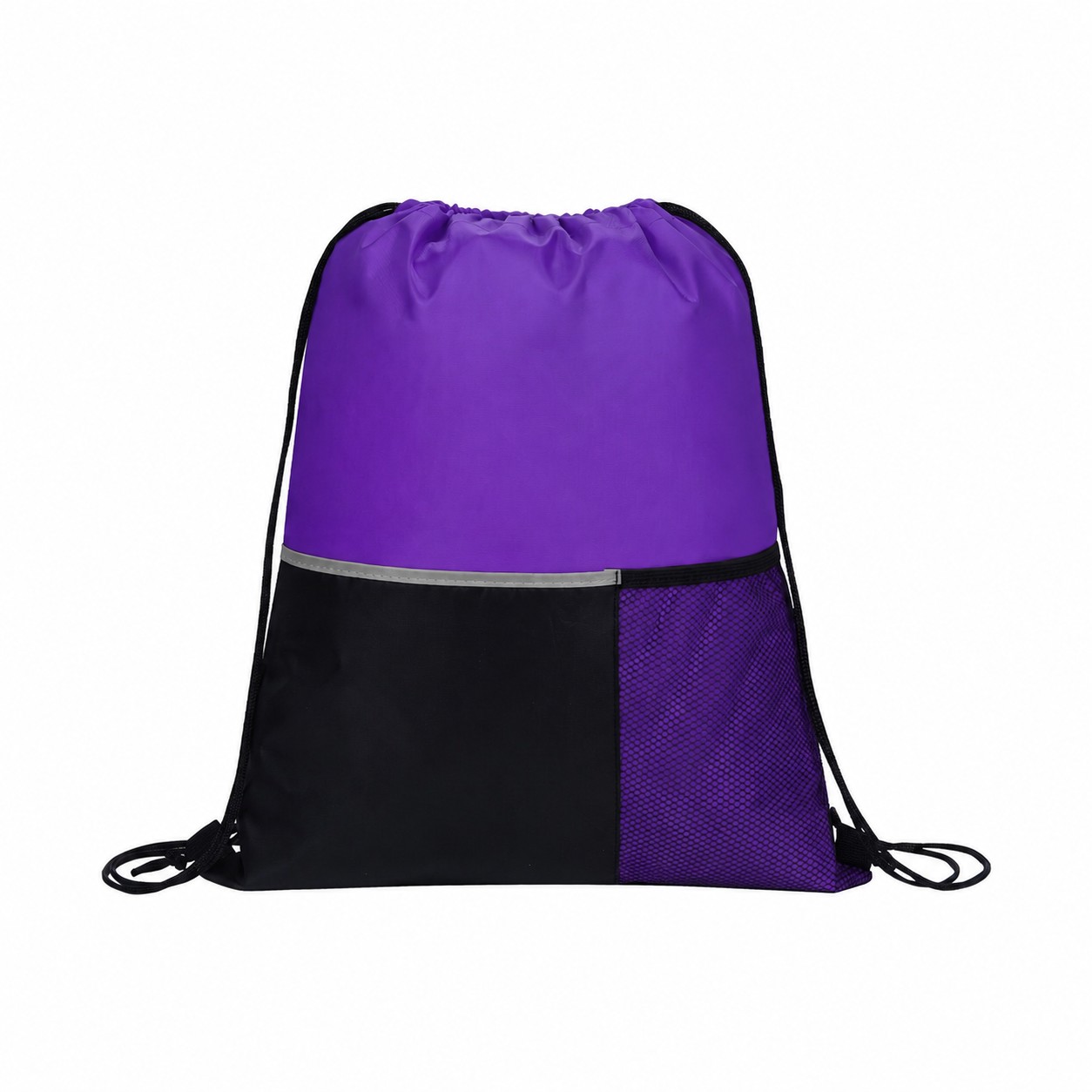 Mesh Pocket Drawstring Bag — Purple