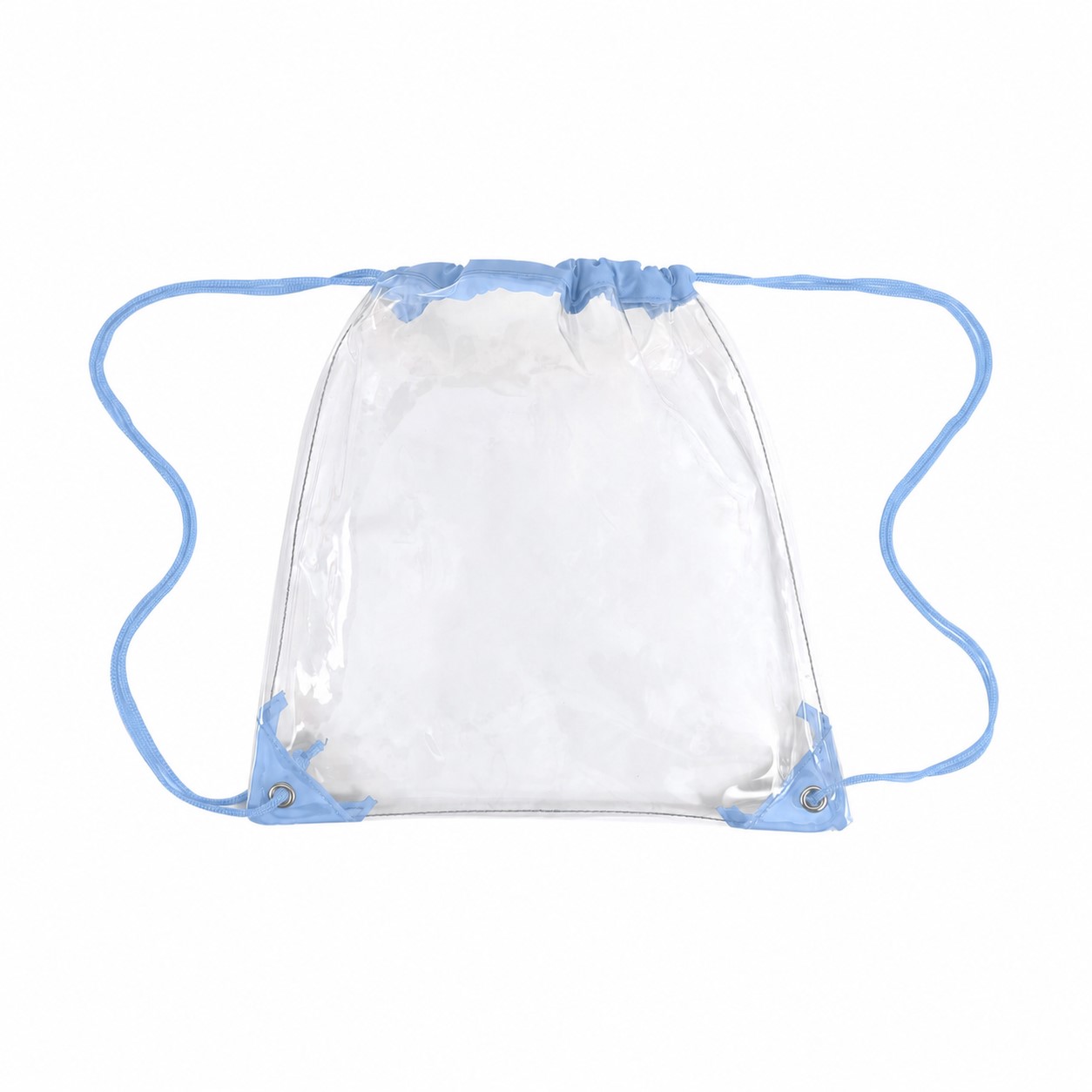 PVC And 210D Polyester Clear Drawstring Bag — Baby Blue