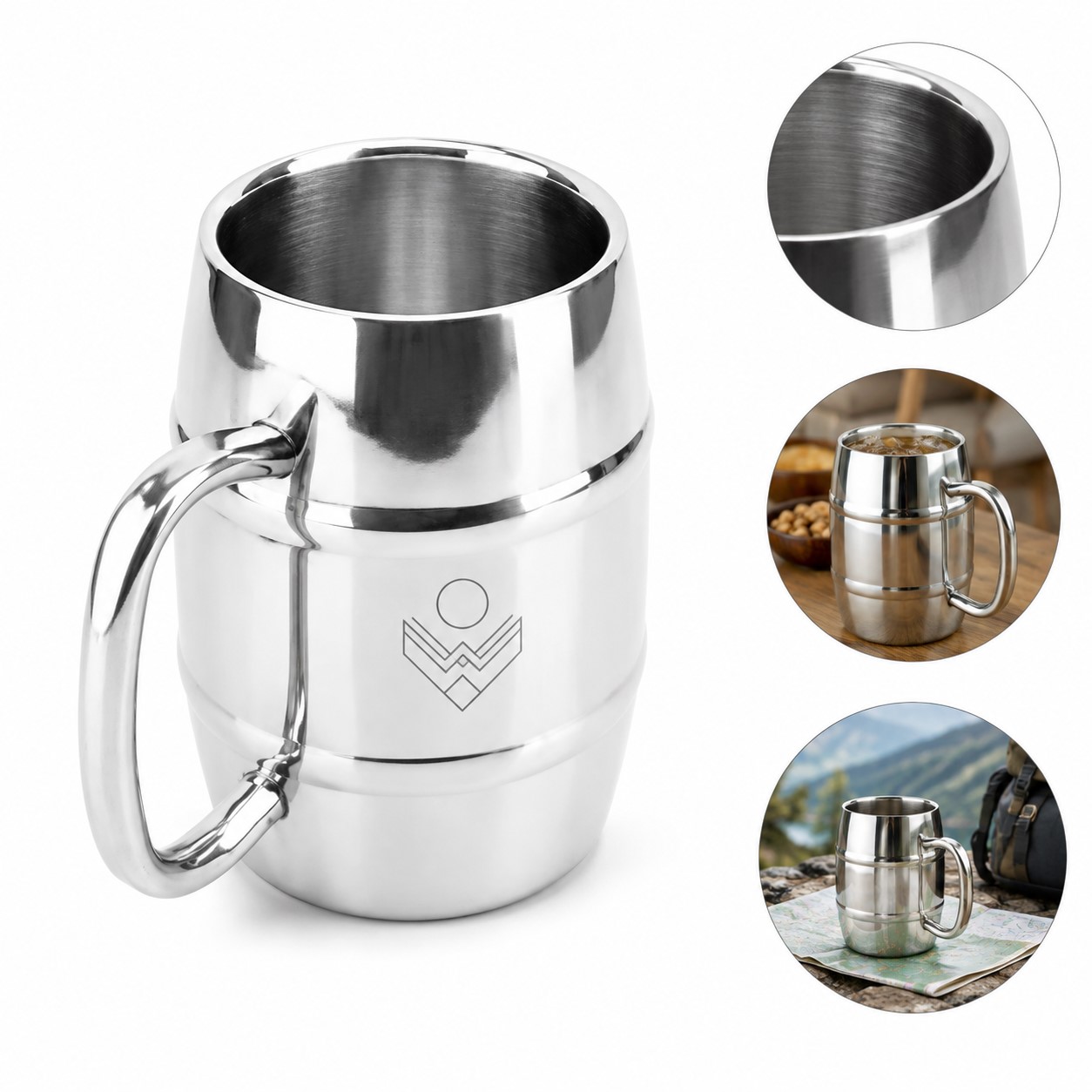 Polished 12 Oz Stainless Steel Barrel Mug