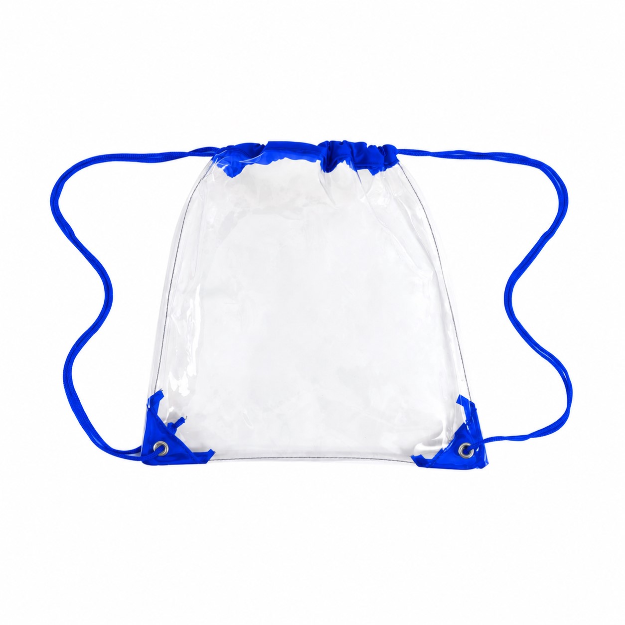 PVC And 210D Polyester Clear Drawstring Bag — Royal Blue