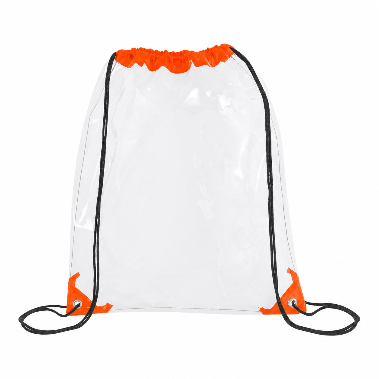 Metal Grommets Clear Drawstring Bag — Orange